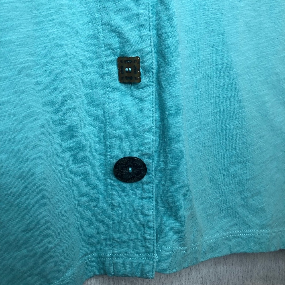 Soft Surroundings Danielle Button Top 3/4 Sleeve Turquoise Size 1X - Picture 7 of 14